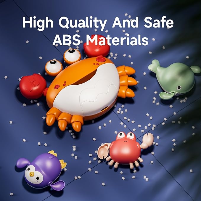 TUMAMA Baby Bath Toy,Bath Bubble Maker Machine with Music,3 Bathtub Wind-Up Toys,Crab Shower Water Toy for Toddlers Kids Boys Grils (Orange)
