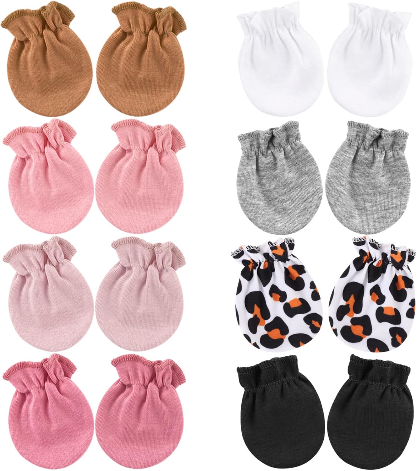 BQUBO Newborn Infant Toddler Mittens No Scratch Cotton Elastic Wrist Gloves Hypoallergenic for 0-6 Months Baby Boys Girls