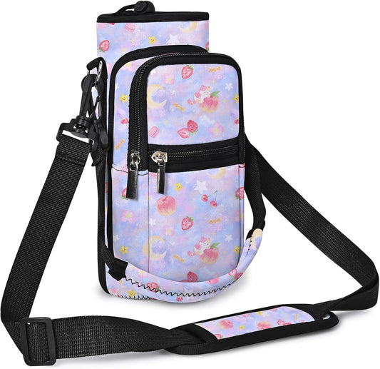 AUPET Water Bottle Sling Bag Sleeve Holder Carrier 25/32/40/64 oz,Insulated Crossbody Water Bottle Case Cover with Strap and Pockets for Men/Women Walking Hiking