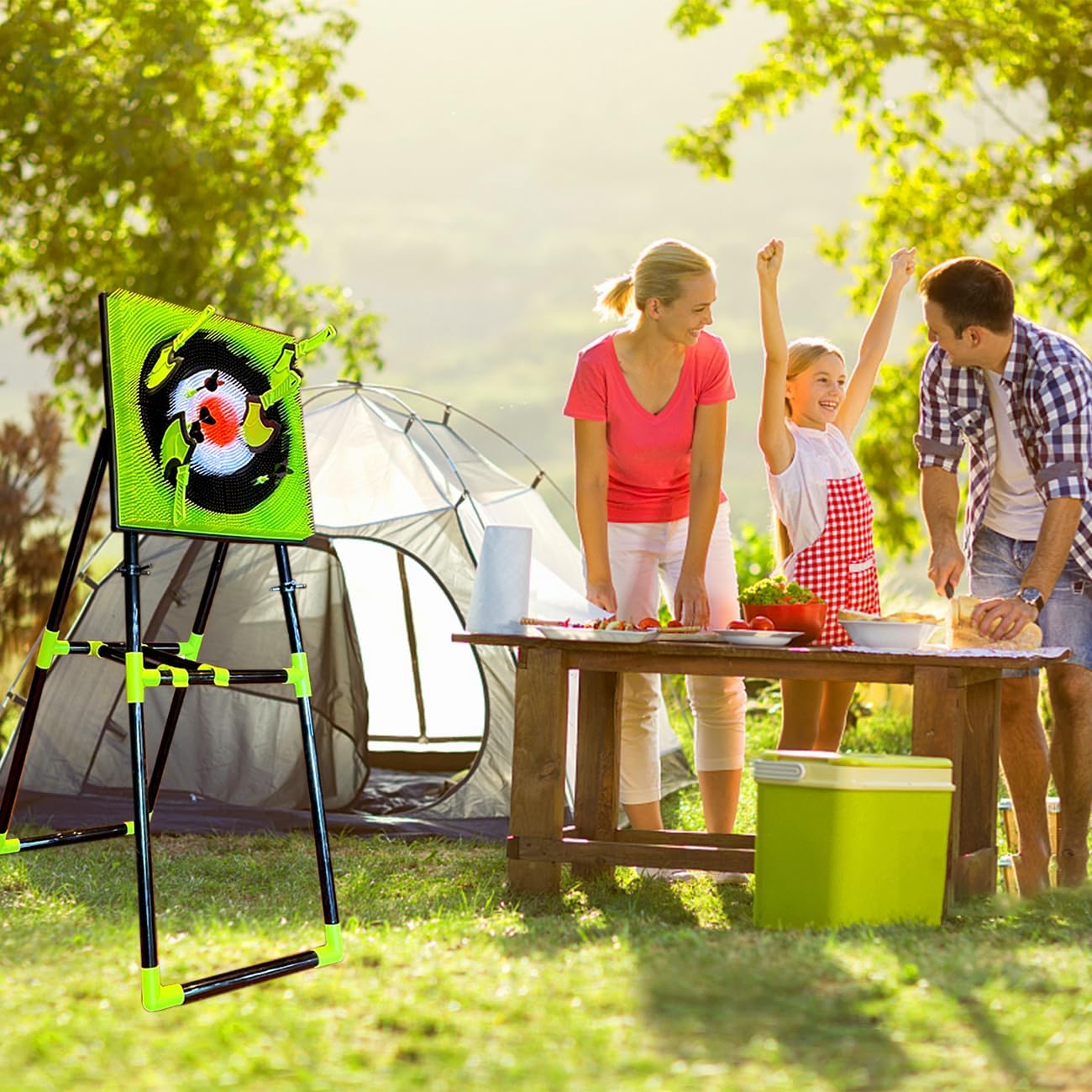 Axe Throwing Game for Backyard,Plastic Axe Throwing Game Set,Ax Throwing Game Set for Adults,Contains Foldable Axe Throwing Board,Axes,Bows and Arrows and 3 Types of Darts for Family Games