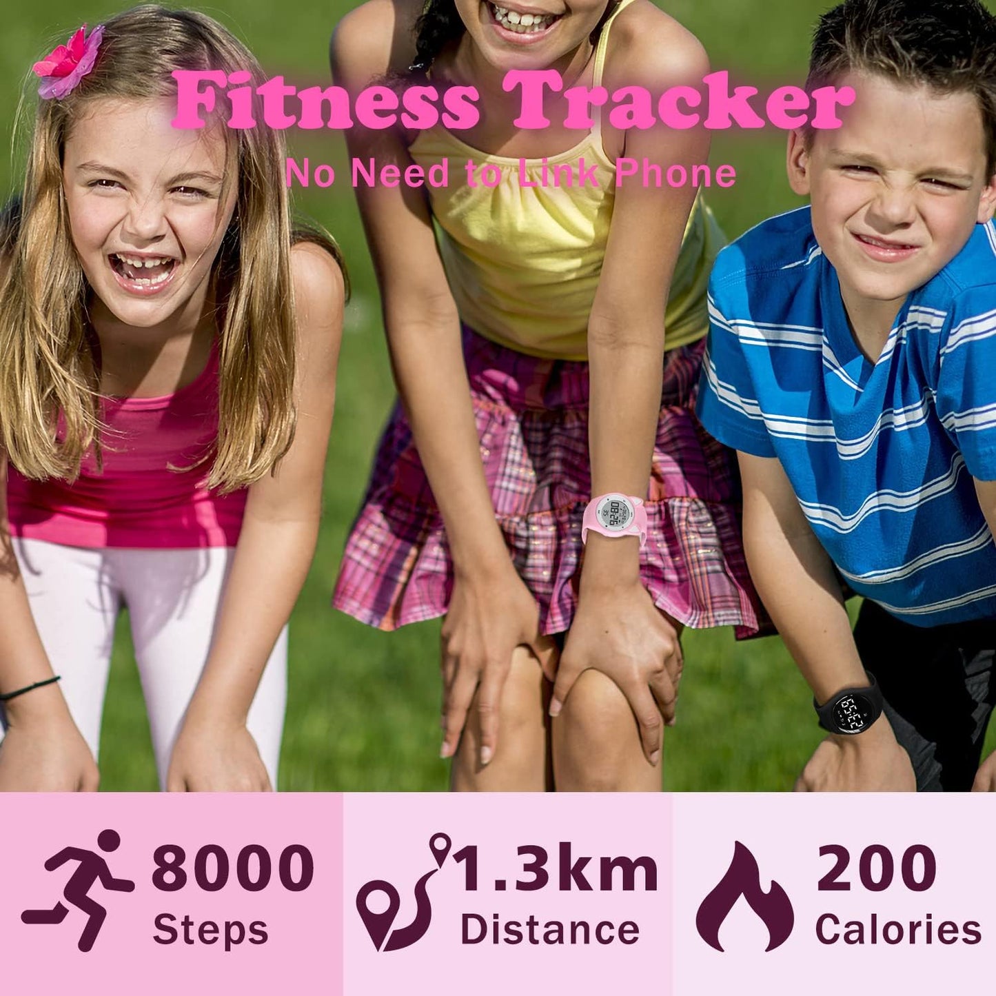 Kids Watches for Girls Boys Digital Sport Watch with Step Counter Pedometer Vibration Alarm Clock, No App Waterproof Fitness Tracker Kids Watch Boys Girls Teens Students Ages 5-16