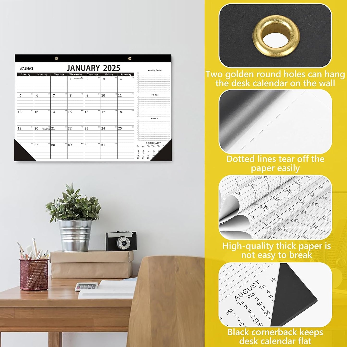 Desk Calendar 2025-2026-18 Months-January 2025 to June 2026,Desk calendar 2025-2026,12x17 in,School Calendar 2025,Office Desk Calendar 2026