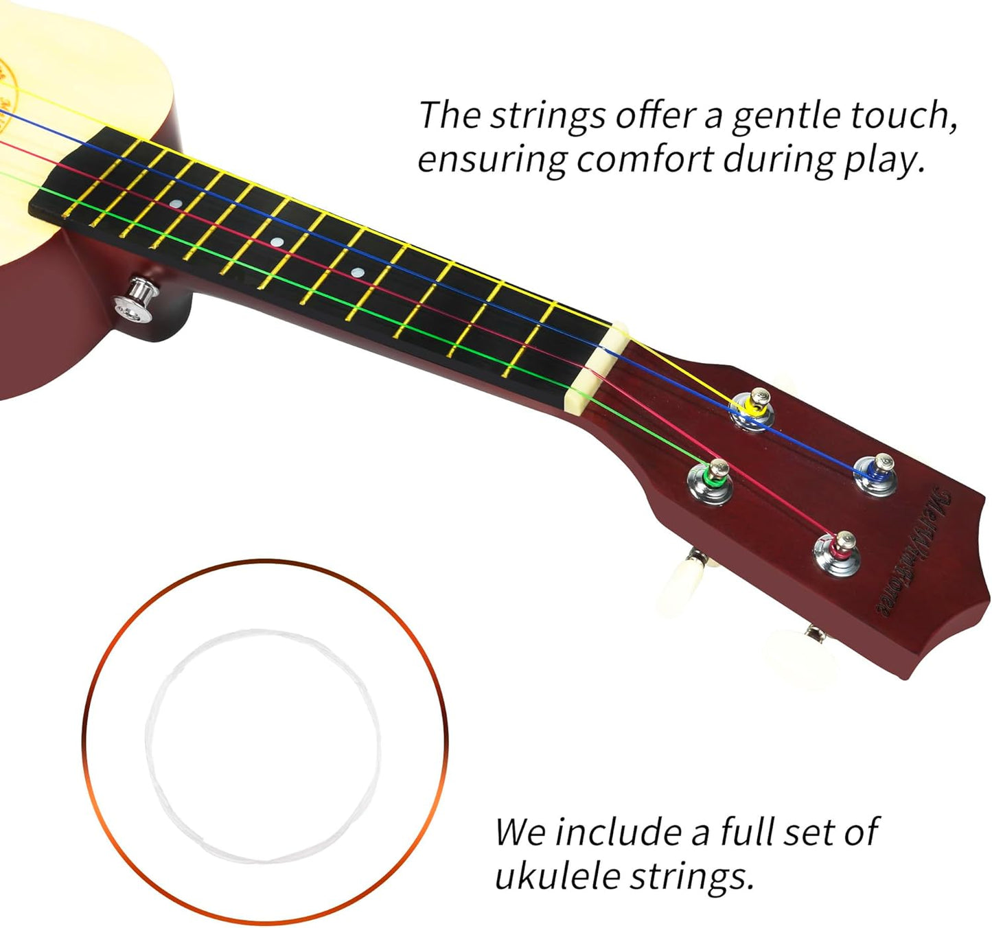 Soprano Ukulele 21 - Beginner Kit for Kids, Complete with Gig Bag, Strap, Tuner, Strings, Picks, Cloth - Ideal for Concerts, Left-Handed Friendly - Perfect Beginner Ukulele
