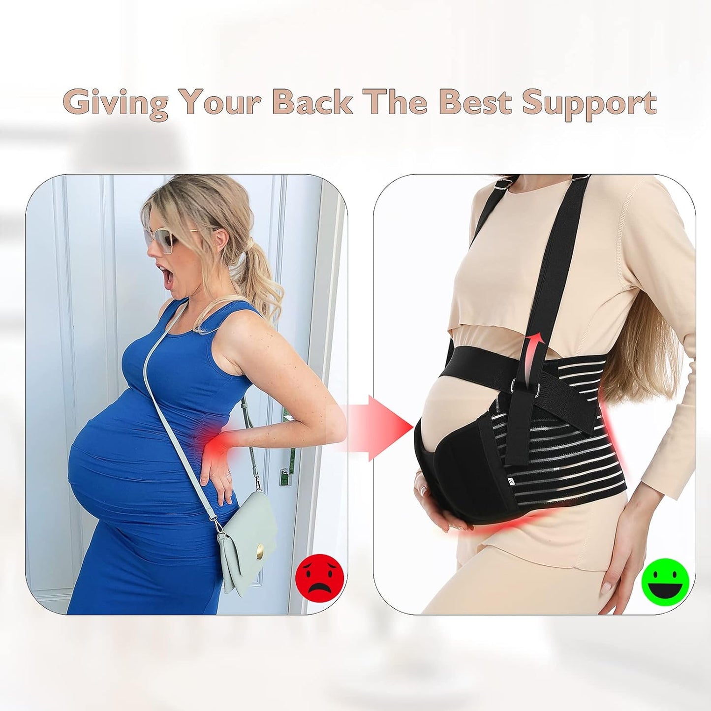 Belly Bands For Pregnant Women - Maternity Belt Pregnancy Support - Breathable Abdominal Binder, Back Support, Multiple Sizes And Colors For All Stages Of Pregnancy & Postpartum