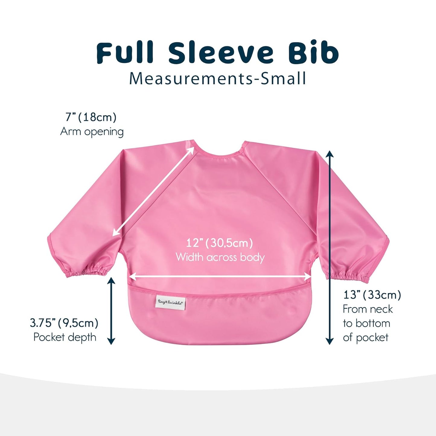 Tiny Twinkle Mess Proof Baby Bibs, 2pk Waterproof Smock Baby Bibs for Eating, Machine Washable Long Sleeve Bibs, Baby Led Weaning, Toddler Bibs, BLW Supplies (Sweet Treat, Small 6-24 Months)