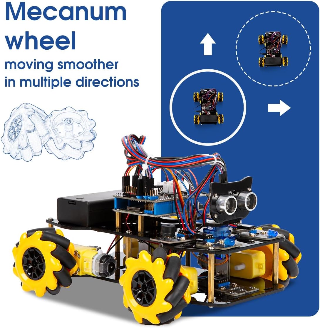 Smart Robot Car Kit Compatible with Arduino, Robotics for Kids Ages 8-12 12-16, Electronic Programming Project/STEM Science Kits Coding Gifts for Adults and Youths