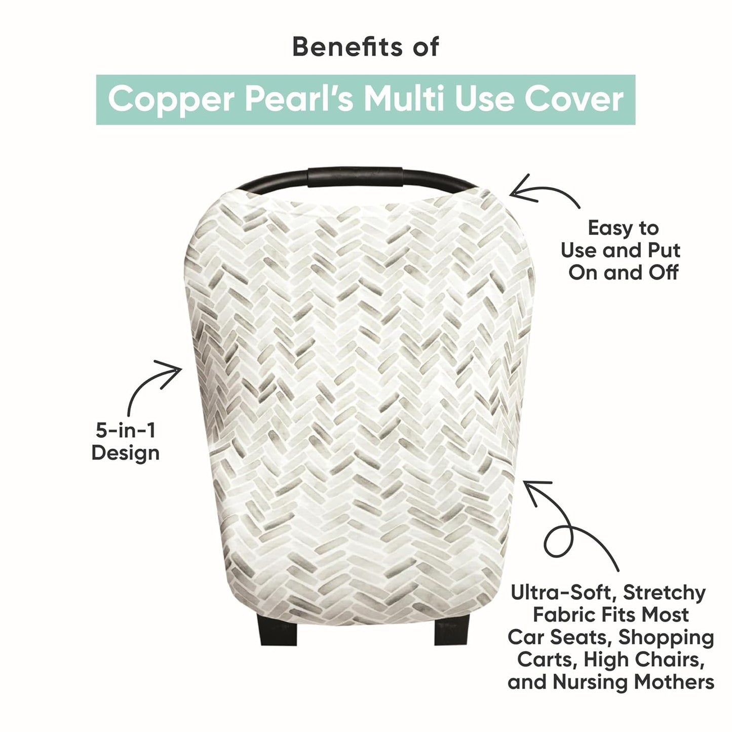 Copper Pearl Multi-Use Cover: Car Seat Covers, Nursing Cover, and Stroller Cover for Sun - Stretchy Fabric, All-Season Use, Stylish Designs, Easy Access for Moms - River