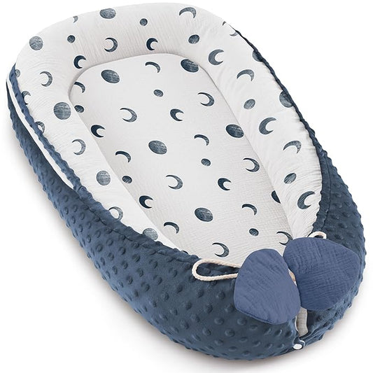 Baby Lounger - Infant Lounger Pillow for Newborn 0-24 Months, Soft, Breathable & Portable Baby Lounger Pillow for Boys & Girls, Cozy Baby Floor Seat for Home & Travel (Bluemoon)