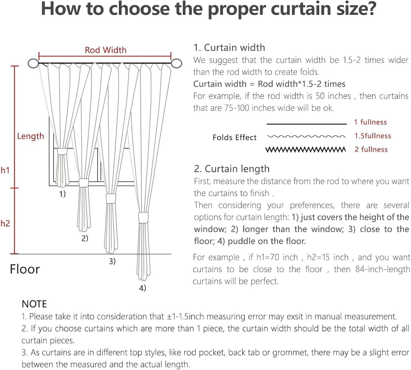 Joydeco Custom Blackout Curtains for Bedroom, 1 Panel Room Darkening Curtains & Drapes for Living Room Window Rod Pocket Back Tab (Custom Size,Brown)