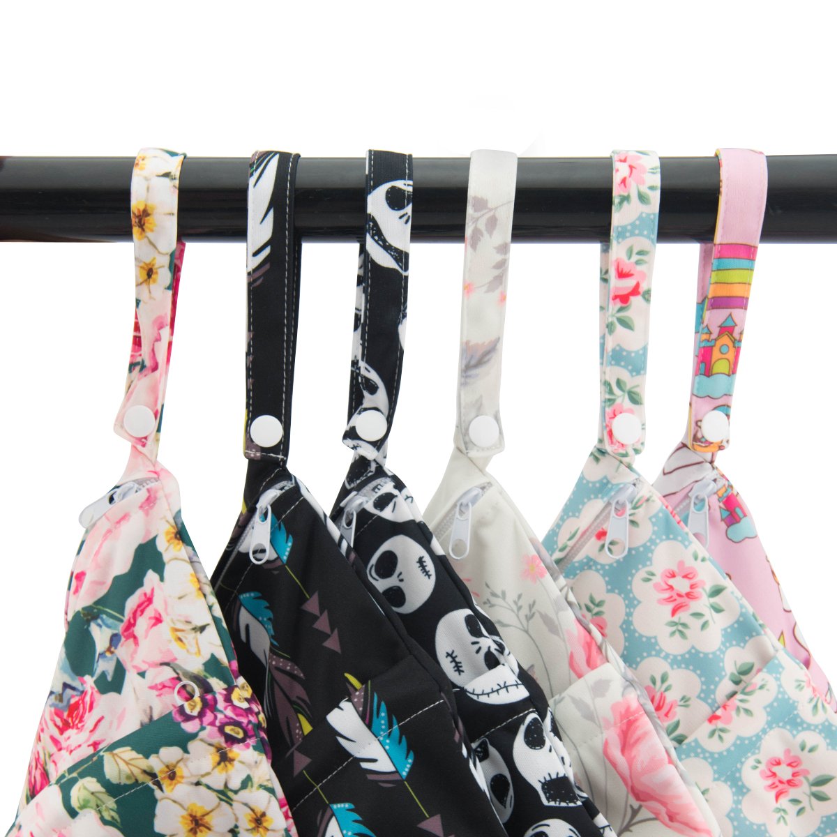ALVABABY 2pcs Cloth Diaper Wet Dry Bags Waterproof Reusable with Two Zippered Pockets Travel Beach Pool Daycare Soiled Baby Items Yoga Gym Bag for Swimsuits or Wet Clothes L93107