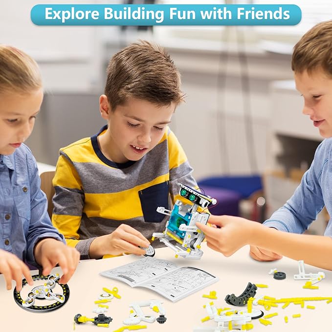 13-in-1 Solar Robot Toys for Ages 8 9 10 11 12 Year Old Boys Girls, STEM Science Kits for Kids Age 8-12, Building Experiments Robotics Kit STEM Projects for Kid Christmas Birthday Gifts (White)