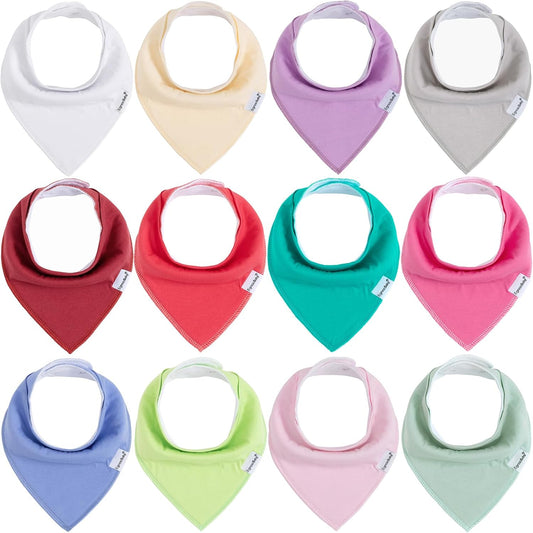 Baby Bandana Drool Bibs for Girls,Super Absorbent Triangle Baby Bibs for Drooling and Teething,100% Cotton Soft for Infant,Newborn 12Pack