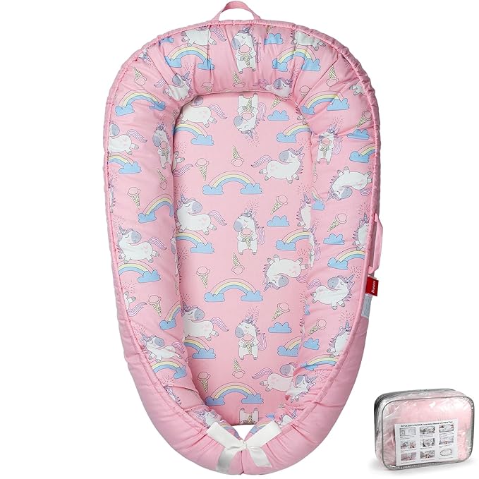 Baby Lounger - Breathable & Soft Baby Nest, Portable and Lightweight Tummy Time Lounger for Home and Travel, Ideal Newborn Babies Essentials Baby Shower Gifts