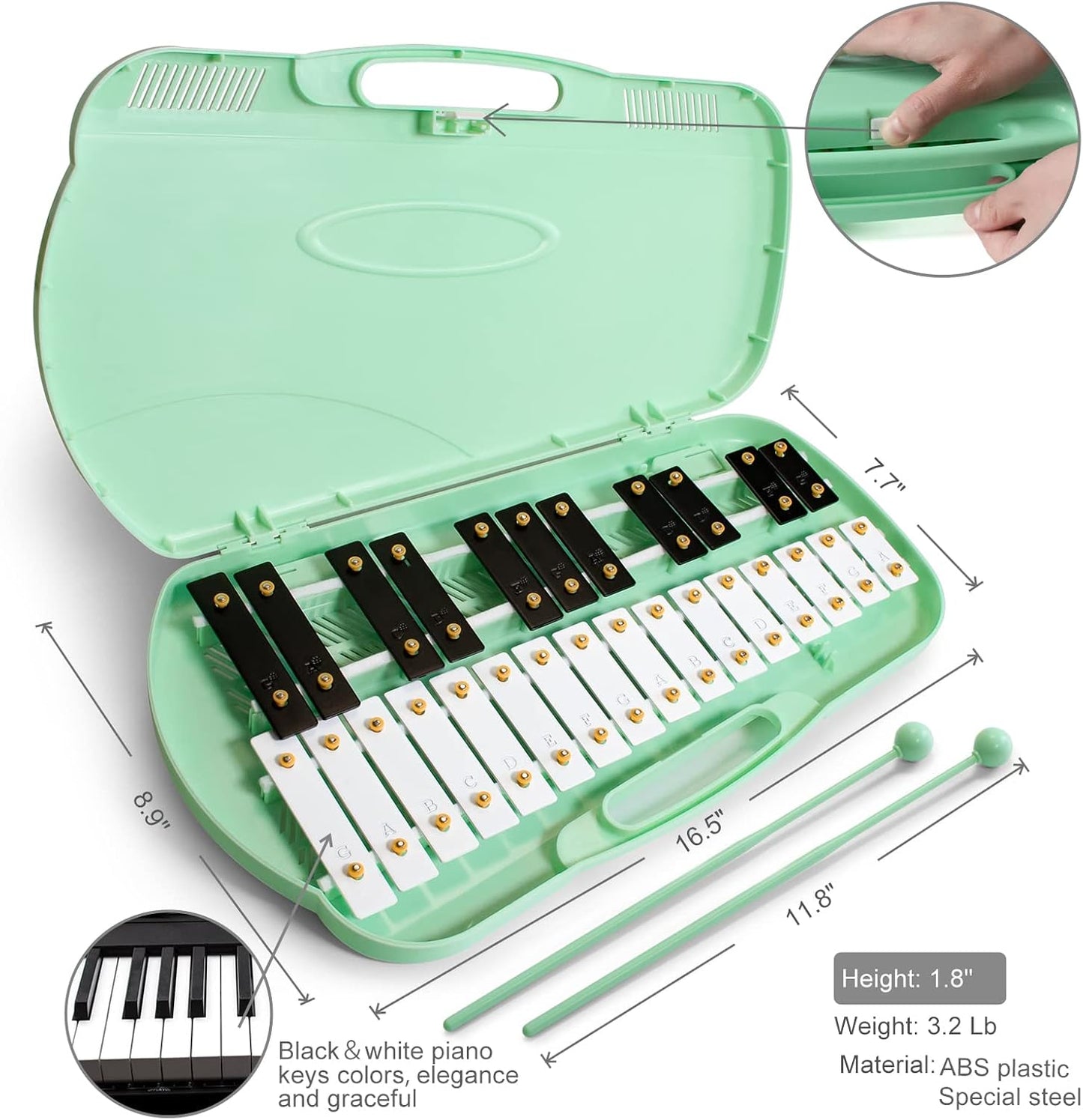 MUSICUBE 27 Keys Xylophone for Kids Adults Professional Glockenspiel Instrument with 2 Mallets & 11 Music Sheets Educational & Preschool Learning Musical Toys for Toddler Boys Girls Aged 3+（G5-A7）