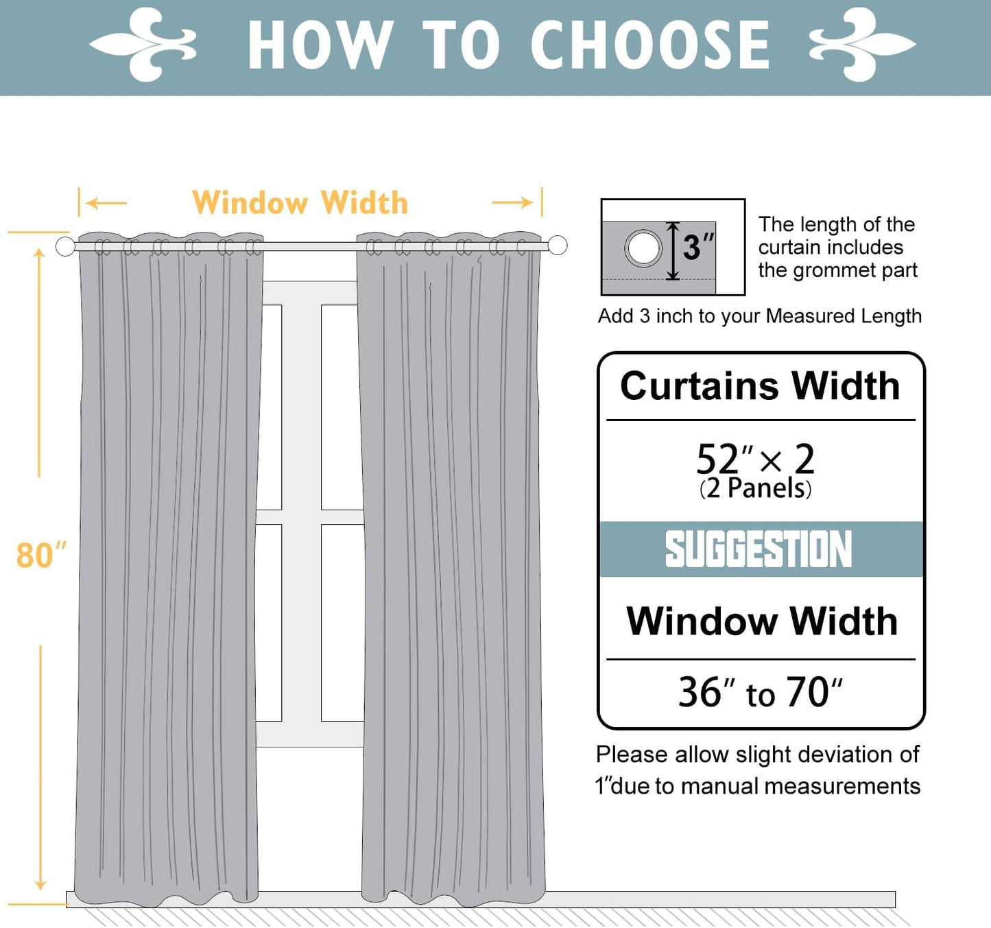 ChrisDowa 100% Blackout Curtains 80 inch Long for Bedroom with Black Liner, 2 Thick Layers Total Blackout Thermal Insulated Grommet Window Curtains 2 Panels Set (Dark Grey, 52 x 80 Inch)