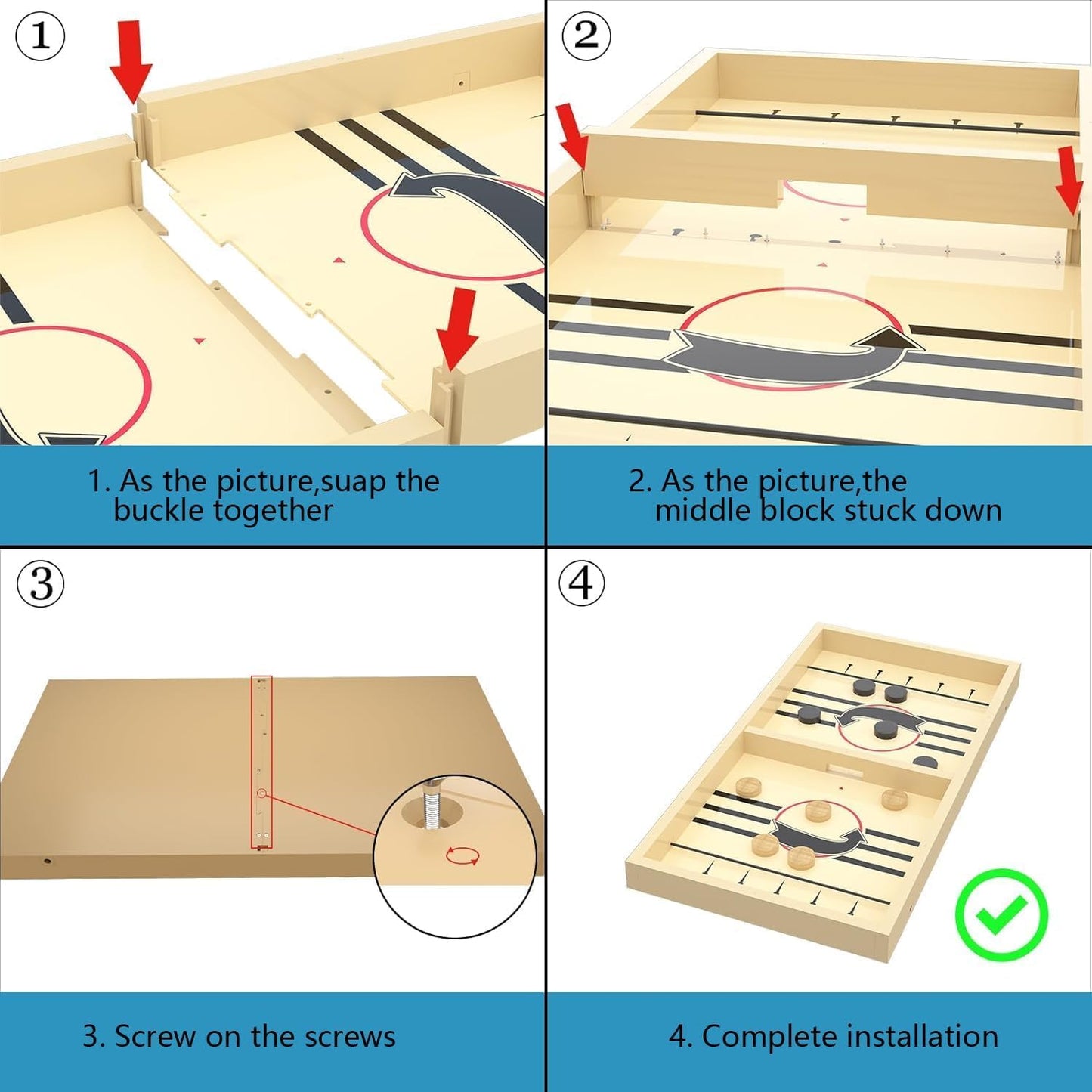 Large Sling Puck Game,Plastic Family Indoor Table Board Game for 2-4 Players,Fast Paced Super Winner Sling Hockey Board Games & Rapid Slingshot Battle Table,Christmas Stuffer Idea for 7 Age