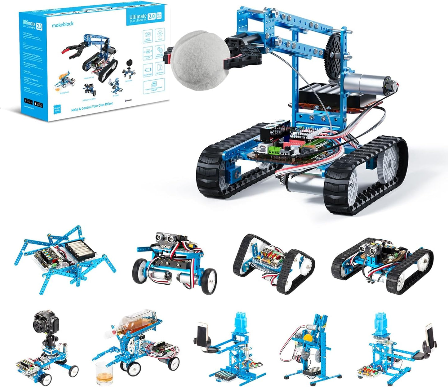 Makeblock mBot Ultimate 10 in 1 Robot Building Toys, Robotics Kit App Remote Control Robot Toys Compatible with Arduino C & Raspberry Pi, STEM Educational DIY Robotics for Kids Ages 12-16