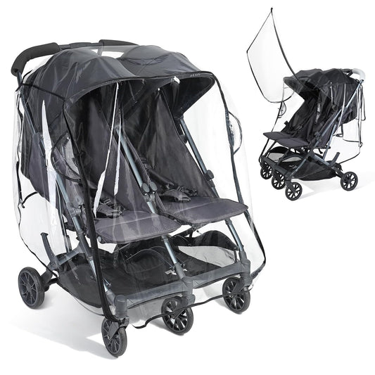 IvyWind Double Stroller Rain Cover, Universal Stroller Cover for Side by Side Baby Stroller, Breathable Weather Shield for All-Weather Protection from Rain/Snow/Dust