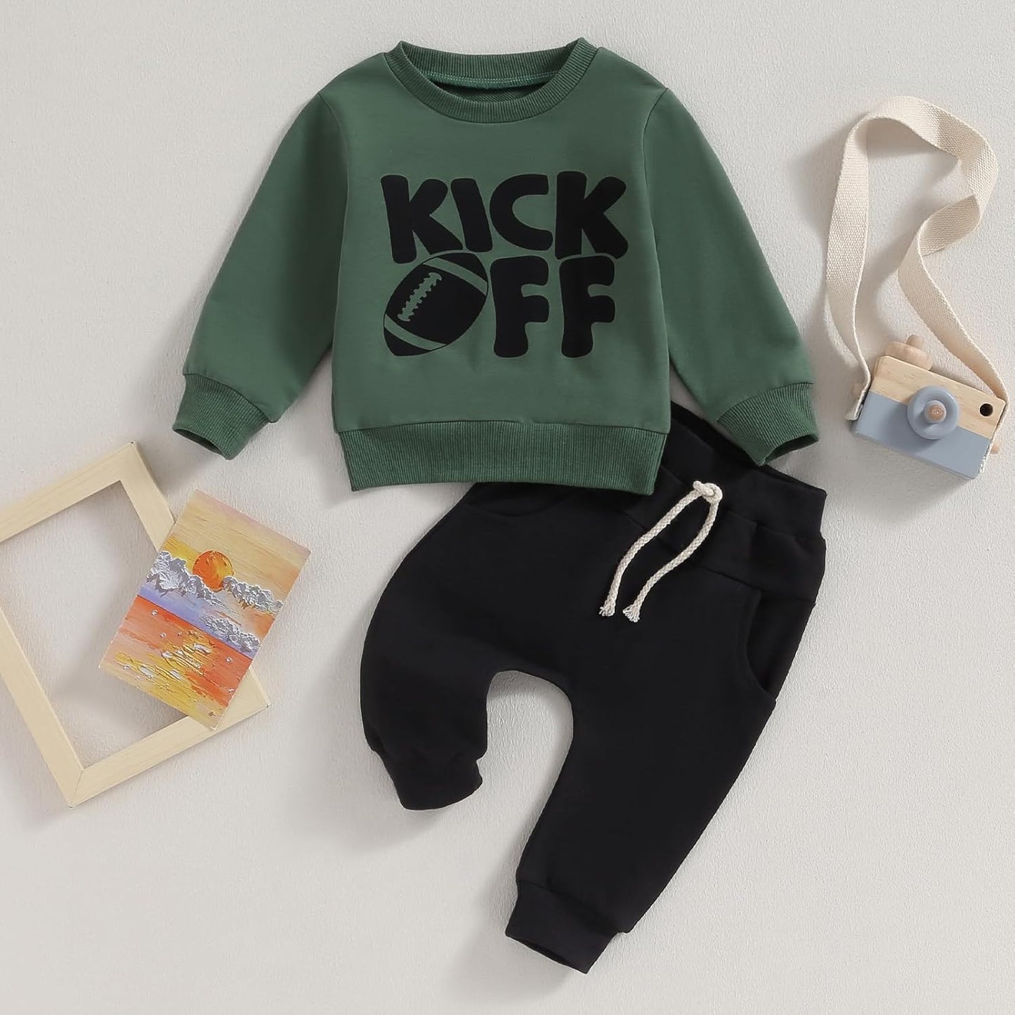 Baby Boy Clothes Fall 6 12 18 24 Months Football Long Sleeve Pullover Tops & Pant Sets Toddler Winter Outfits