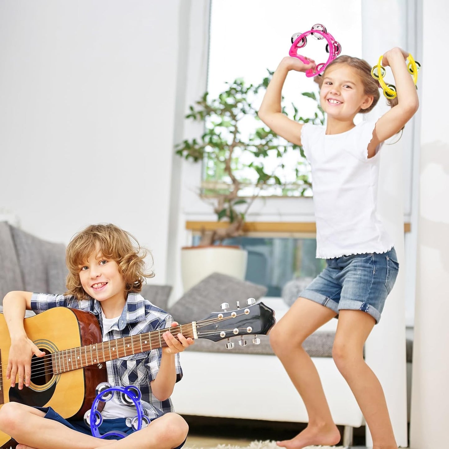 36PCS Multicolored Tambourines for Kids - 4 Bells Handheld Musical Instruments and Noise Makers Perfect for School Supplies Church Kindergarten Weddings Christmas Parties and Group Performances