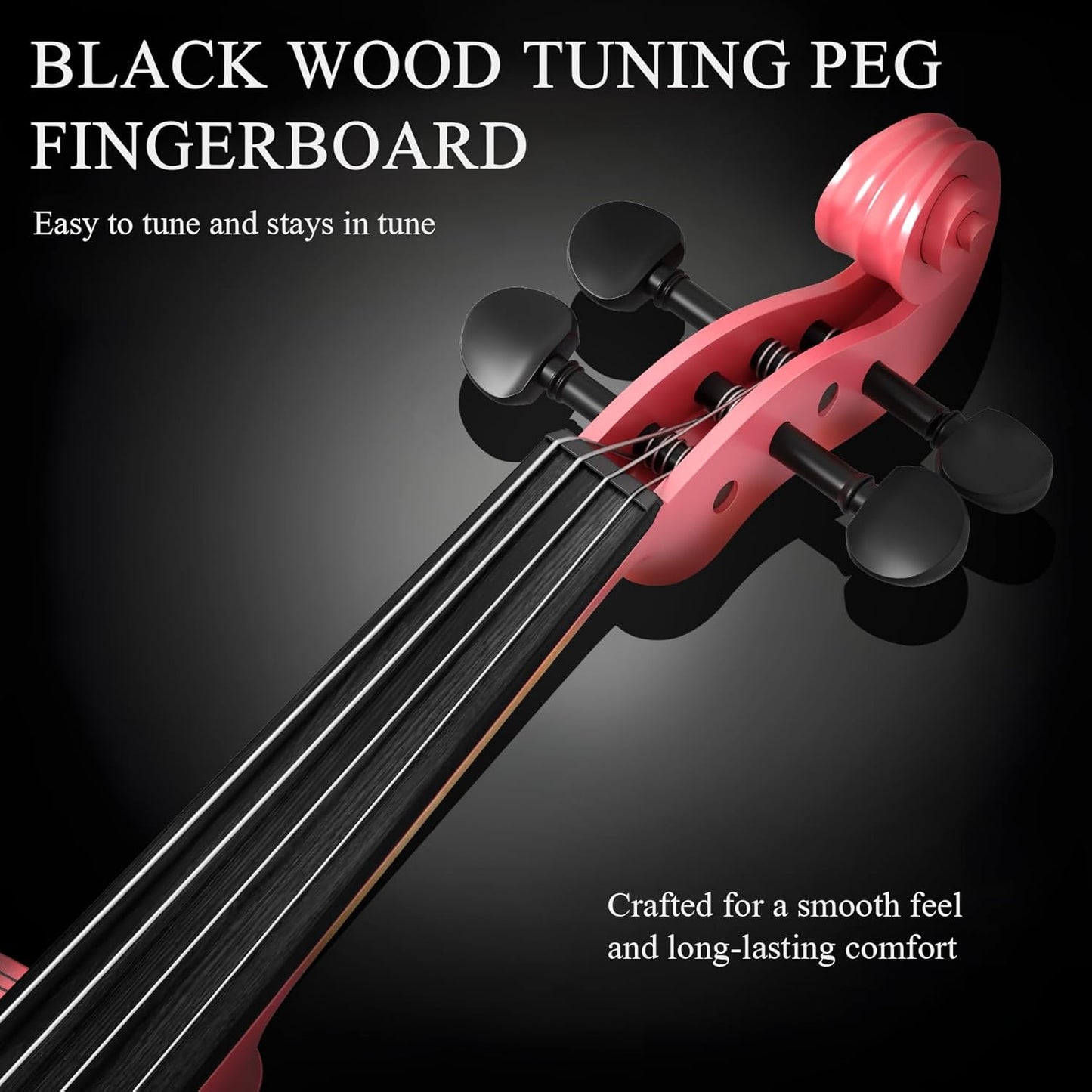 4/4 Beginner Violin for Adults, Complete Full Size Violin Kit with Portable Case, Bow, Rosin, Pink