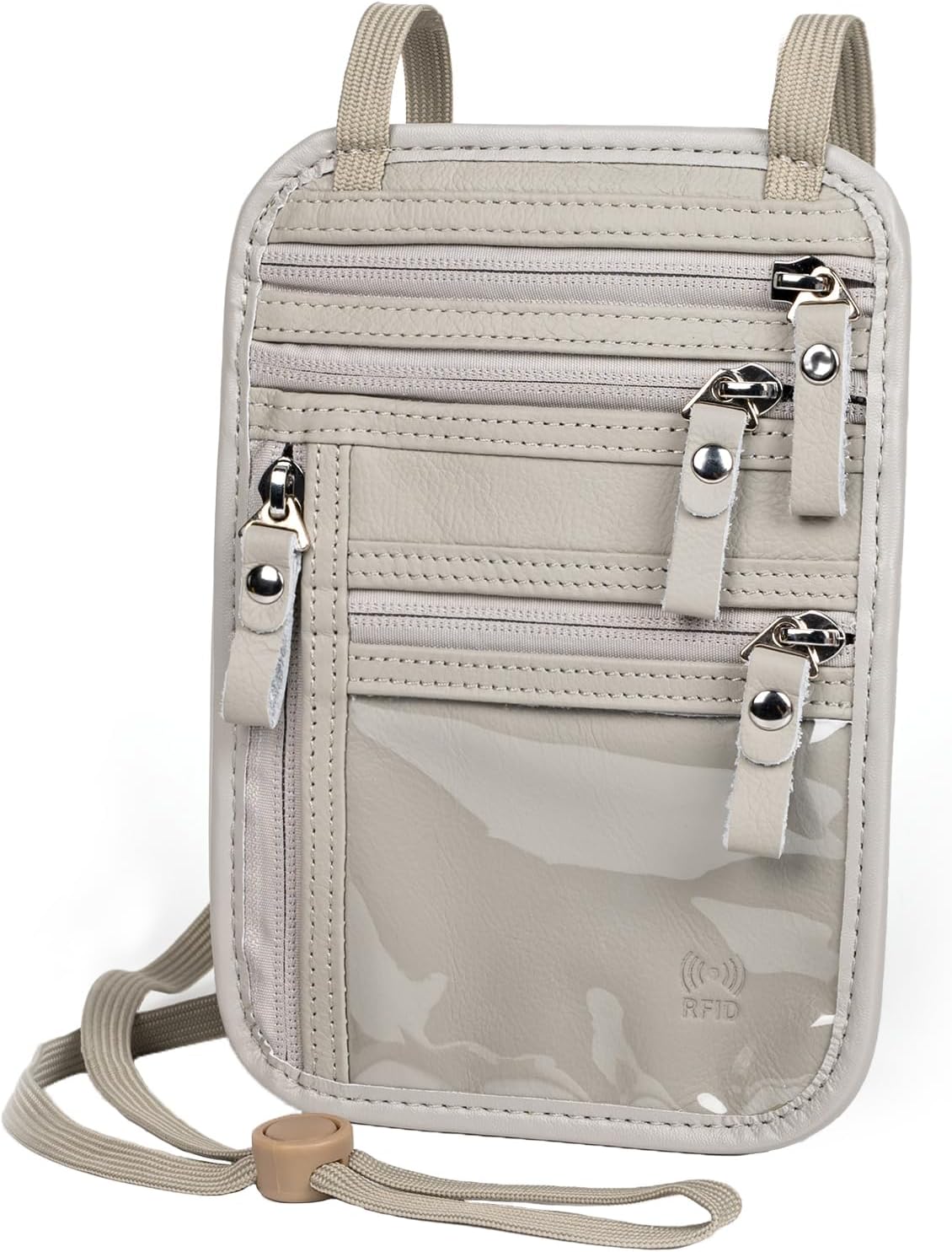 Neck Wallet - Rfid Wallet Women - passport holder for travel - Travel Wallet Passport Holder For Travel Women - 10.3x6.8inch (Silver White)