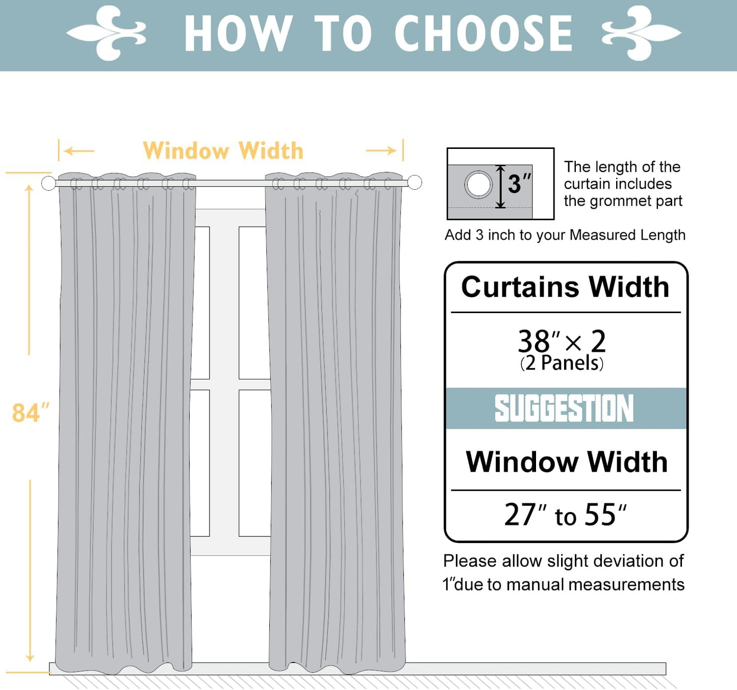 ChrisDowa 100% Blackout Curtains 84 inch Long for Bedroom with Black Liner, 2 Thick Layers Total Blackout Thermal Insulated Grommet Window Curtains 2 Panels Set (Aqua, 38 x 84 Inch)