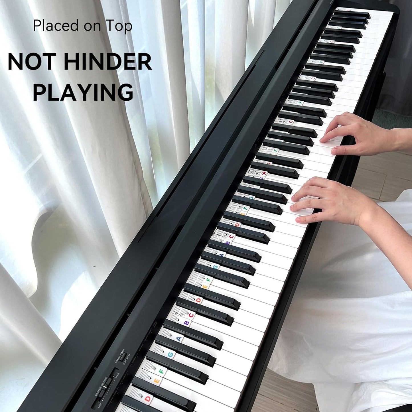 Piano Notes Guide for Beginner, Removable Piano Keyboard Note Labels for Learning, 88-Key Full Size, Made of Silicone, No Need Stickers, Reusable and Comes with Box (Rainbow Colors）