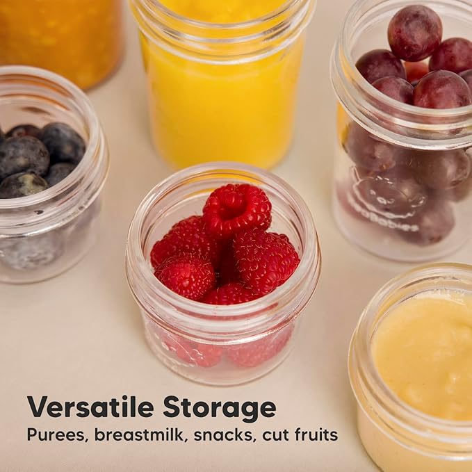 KeaBabies 4pk 8oz & 4pk 4oz Glass Baby Food Containers with Lids - Leak-Proof, Microwavable Small Glass Jars,Baby Purees & Toddler Snack Storage Containers,BPA-Free,Dishwasher & Freezer Safe(Roseate)