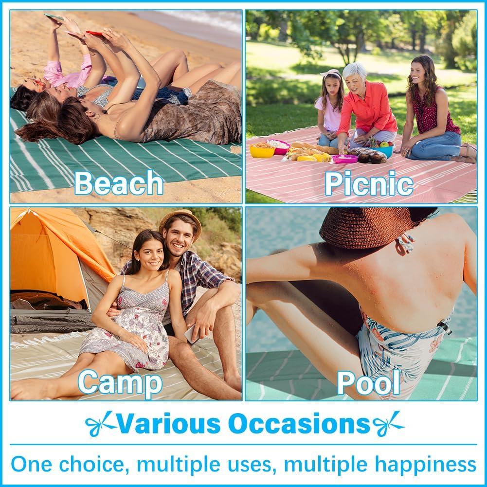 Oversized Turkish Beach Towel Blanket XXL Cotton Sandproof Towels Boho Woven Extra Large Big Sand Free Giant Throw Thick Blankets Huge Quilt XL Picnic Camping Necessities Cloud For Adult Gifts Beige