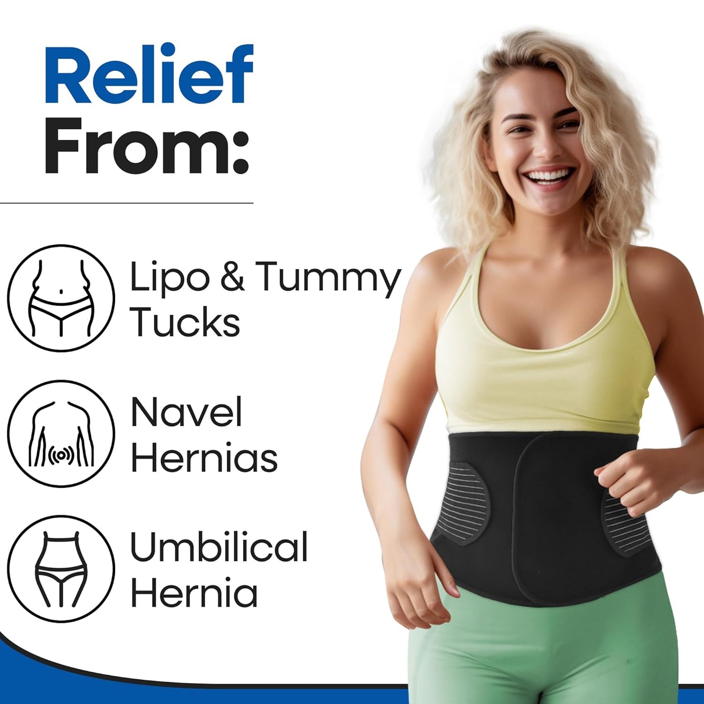 Hernia Belt for Men or Women | Postpartum Belly Band & Belly Wrap | C Section Belly Binder & Abdominal Binder | Post Surgery & Pregnancy Tummy Tuck | Hysterectomy, Umbilical Inguinal Hernia | (S/M)
