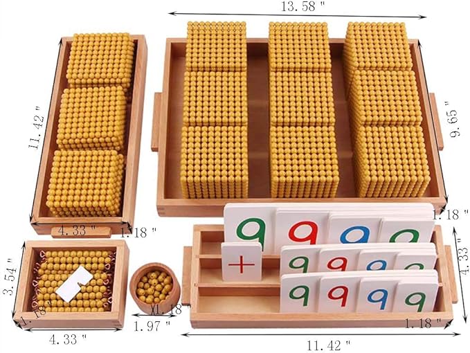 Kghios Montessori Golden Beads Materials Decimal System Bank Game Montessori Math Toys Mathematics Teaching Aids Materials Baby Preschool Education Toys