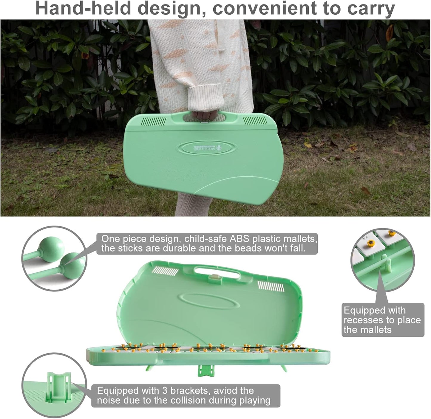 MUSICUBE 27 Keys Xylophone for Kids Adults Professional Glockenspiel Instrument with 2 Mallets & 11 Music Sheets Educational & Preschool Learning Musical Toys for Toddler Boys Girls Aged 3+（G5-A7）