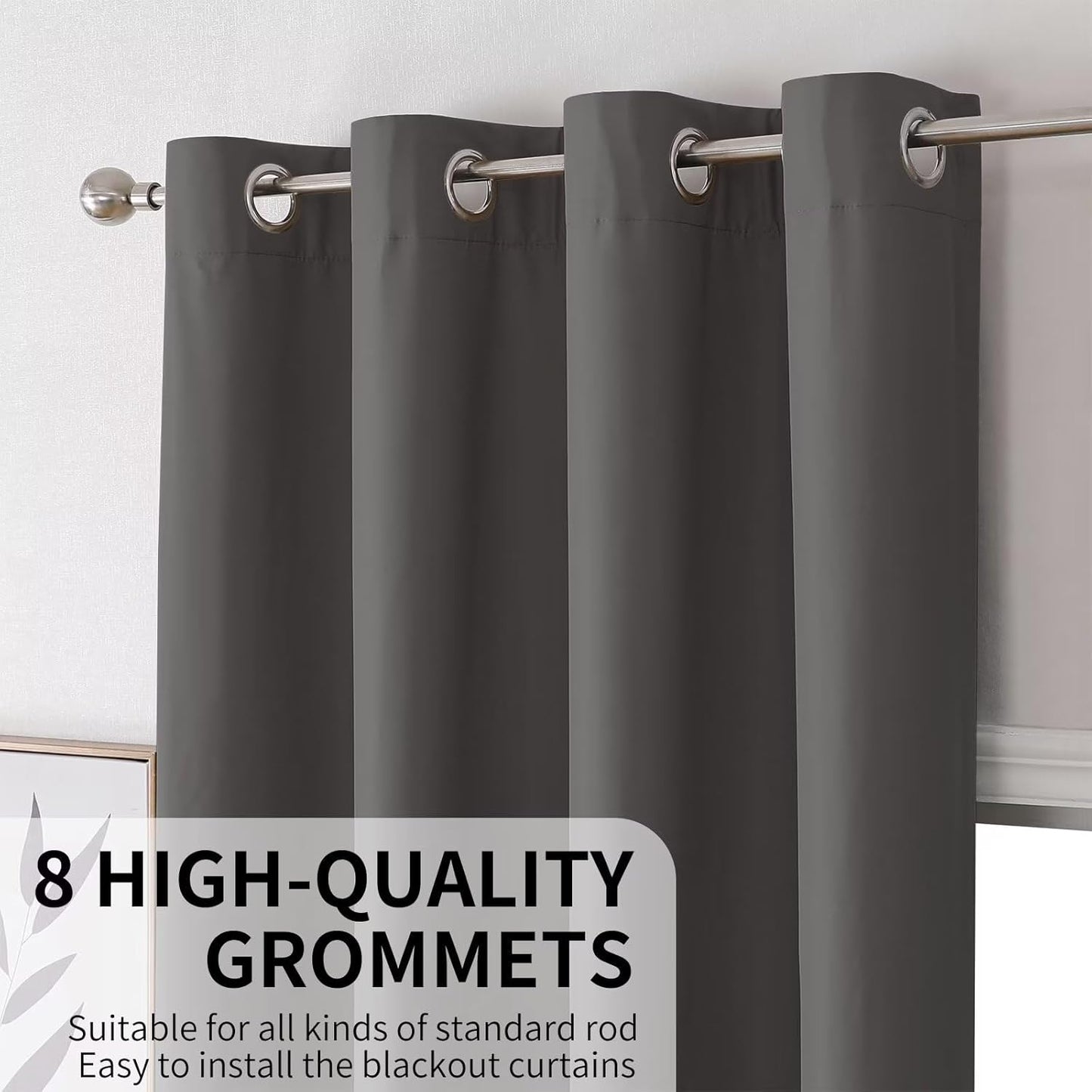 Joydeco Dark Grey Blackout Curtains 120 Inches Long, Extra Long Grey Curtains for Living Room Bedroom, Total Room Darkening Thermal Insulated Solid Drapes for Windows with Grommets