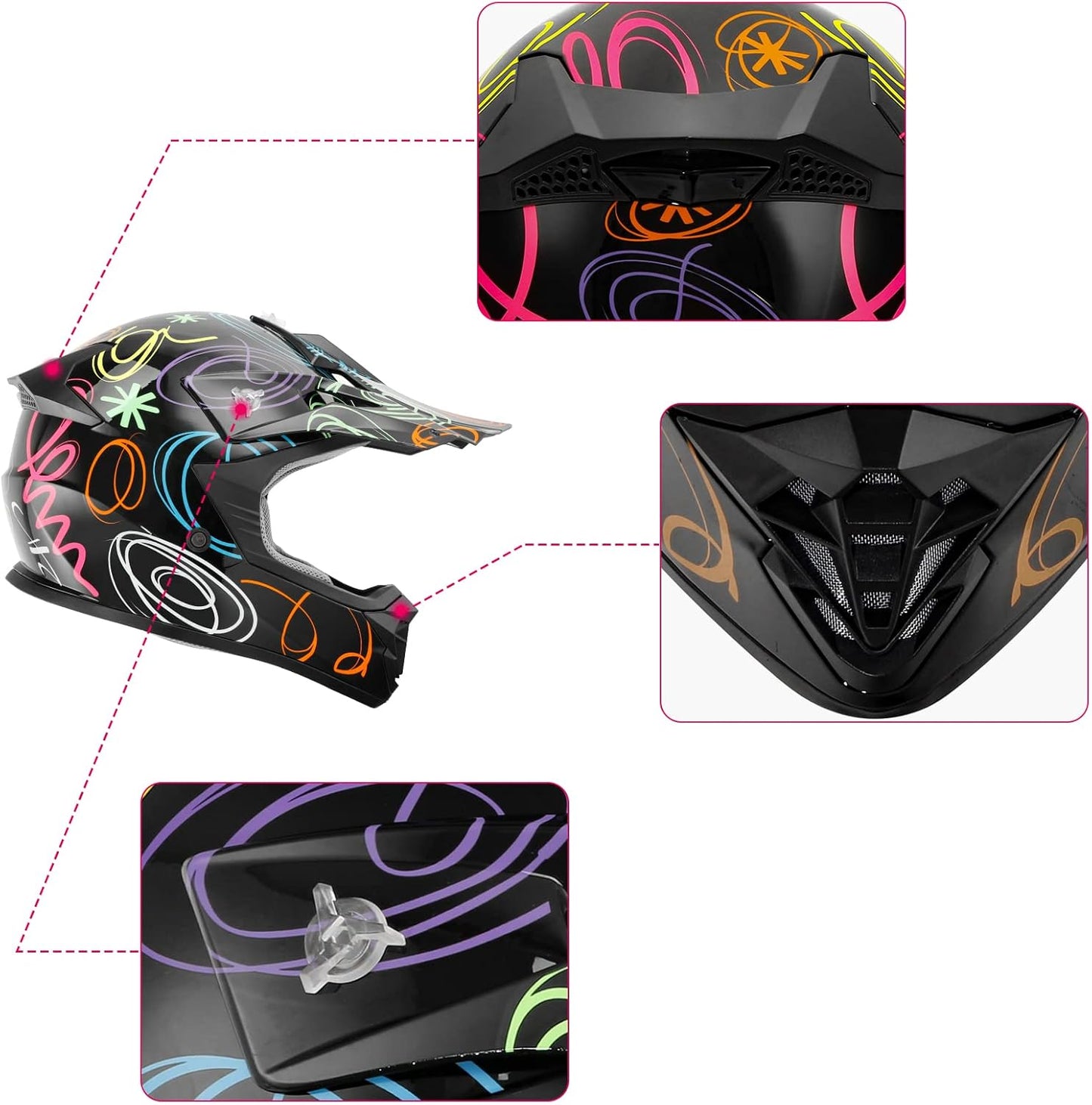 TCMT Dot Youth & Kids Motorcycle Off-Road Helmet Full Face Motocross Street Dirt Bike Mountain Bike BMX MX ATV Helmet+Goggles+Gloves New