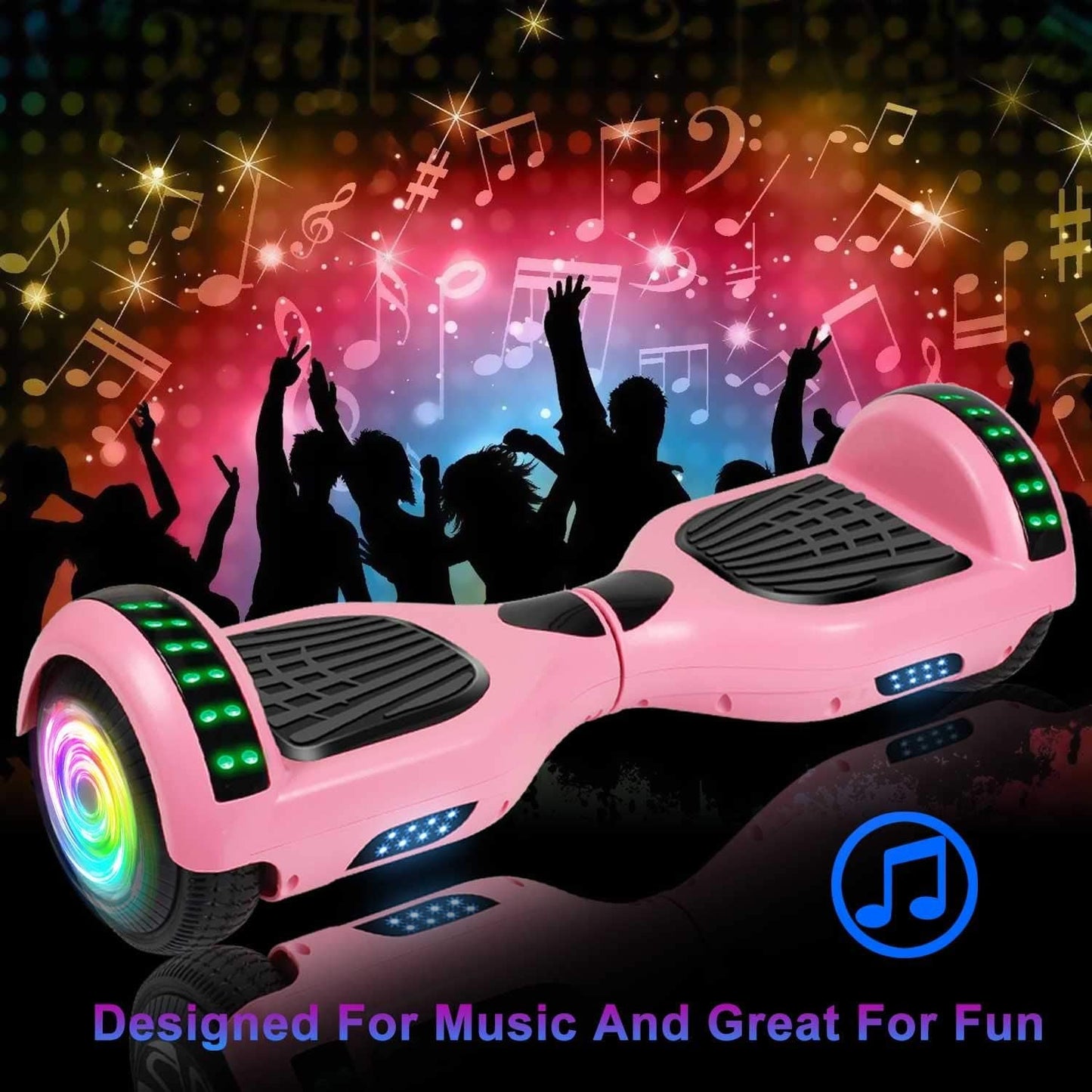 SISIGAD Scooters for Kids Ages 6-12, with Built-in Bluetooth Speaker and 6.5" Colorful Lights Wheels, Safety Certified Self Balancing Scooter Gift for Kids