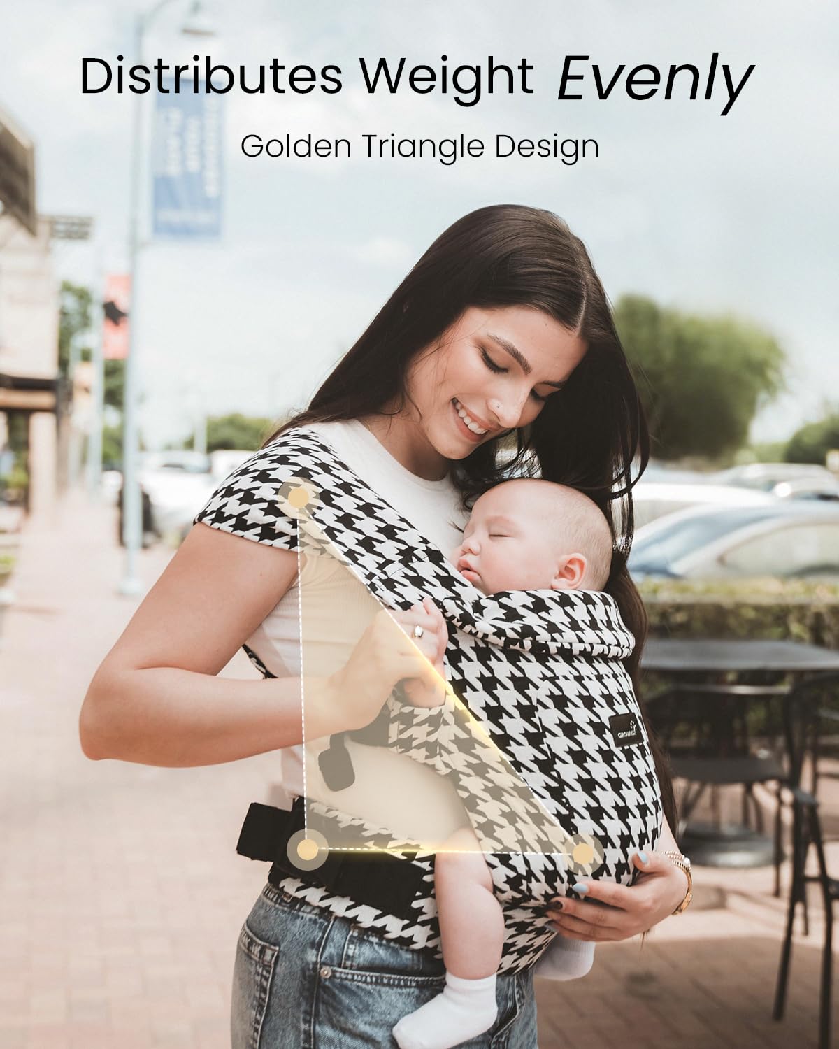 GROWNSY Baby Carrier Newborn to Toddler, Cozy Baby Wraps Carrier, Ergonomic Baby Carrier with Head Support, Houndstooth Black