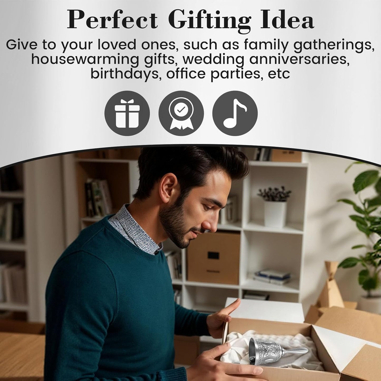 DomeStar Silver Hand Bell Call Bell Brass Wedding Bells