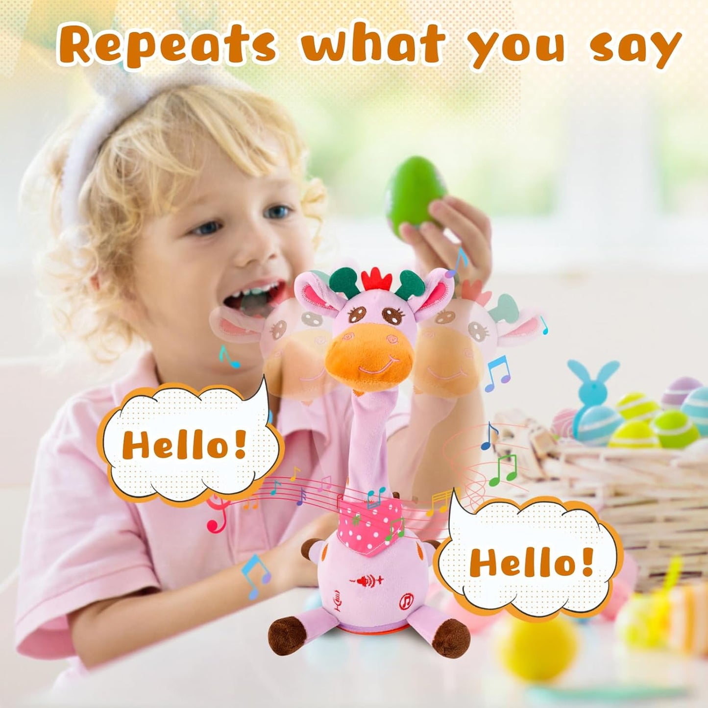 Dancing Giraffe Musical Toys Recording and Repeating Plush Baby Toys 6 to 12 Months Toys, Singing Talking Giraffe Baby Developmental Toy,Valentines Day Decor/Gift for Friend