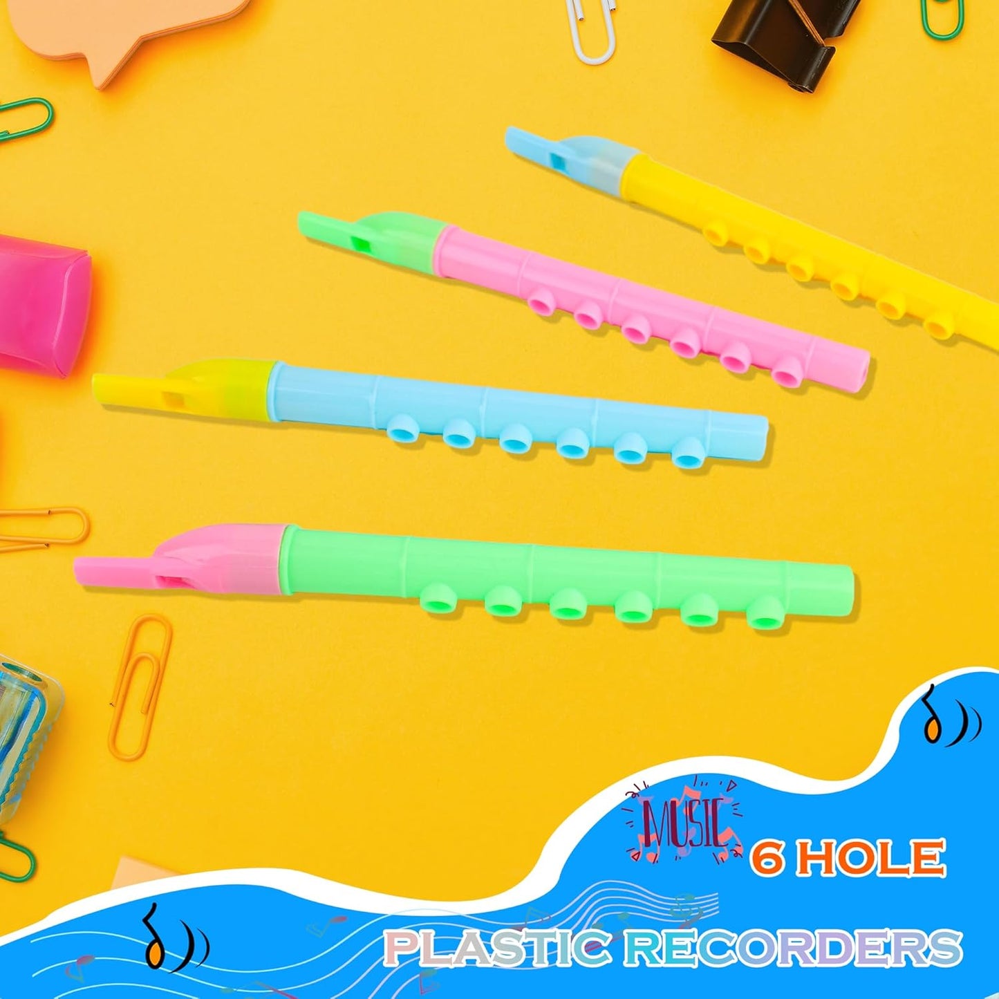 120 Pcs Kids Musical Recorder Bulk 6 Hole Recorder Instrument Plastic Flute for Boys Girls Party Favors School Performance