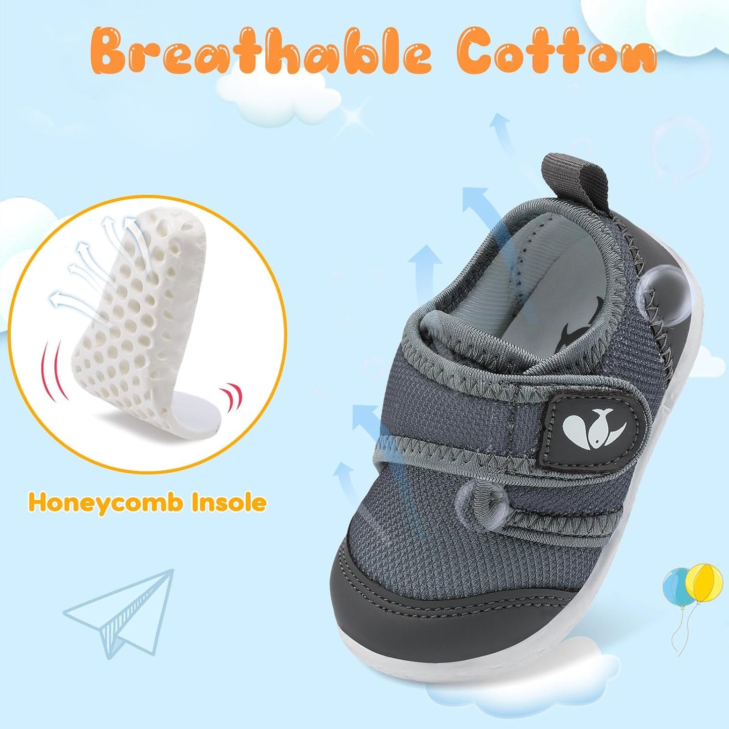 FEETCITY Baby First Walking Shoes Boys Girls Infant Sneakers Crib Shoes Breathable Lightweight Slip On Shoes