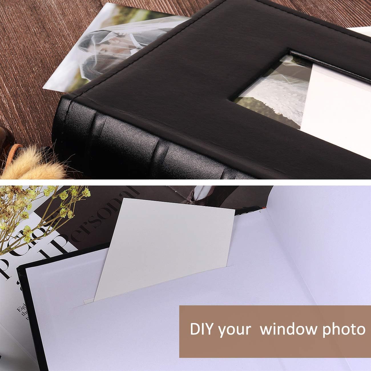 RECUTMS Picture Albums 4x6 Leather Cover 300 Photo Sleeves Photo Albums Book 3 Per Pages Horizontal Photo Picture Wedding Anniversary Picture Book(Red)