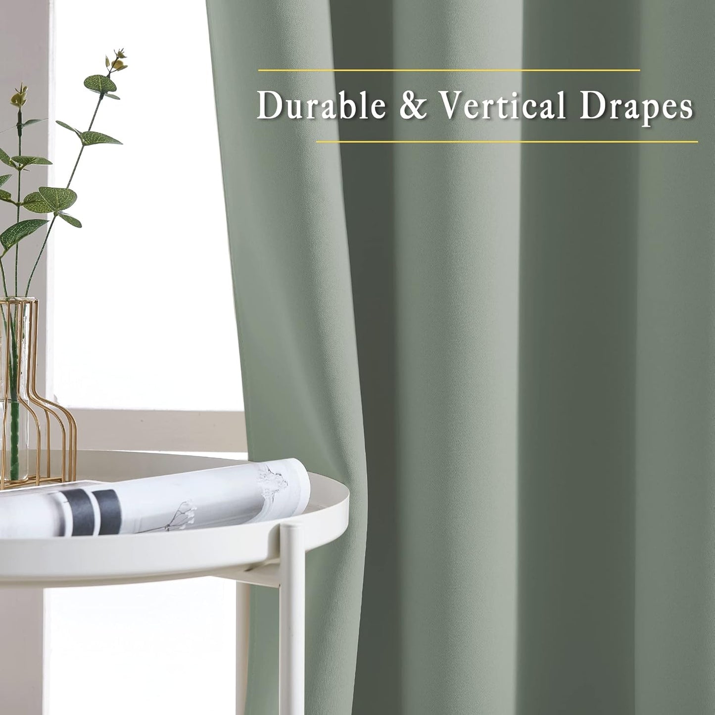 NICETOWN Room Darkening Curtains for Room Divider, Grommet Thermal Curtains Light & Sound Reducing Window Treatments for Sliding Glass Door, W66 x L110, Sage Green, 2 Panels