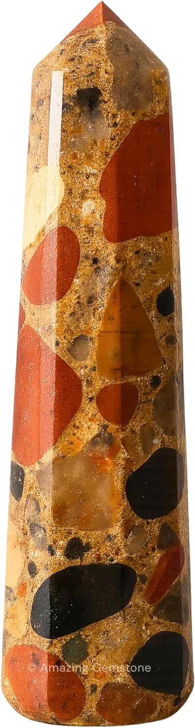 Amazing Gemstone Spotted Jasper Crystal Towers ~ Natural Healing Crystal Point Obelisk for Reiki Healing and Crystal Grid (2 to 3 INCH)