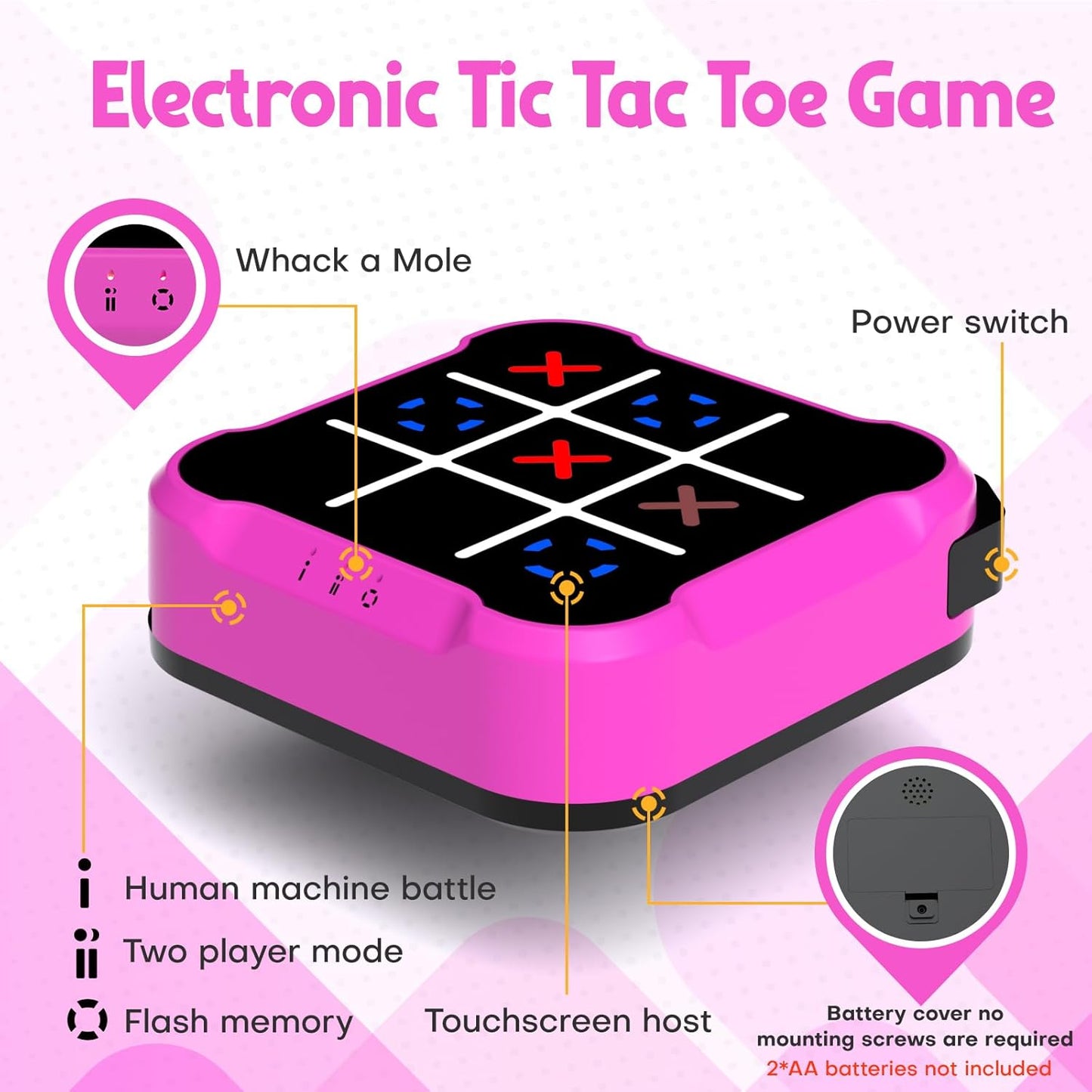 Tic Tac Toe Bolt Game, Handheld Electric Puzzle Board for Educational and Memory Growth, Gift Ideal for Kids and Adults' Birthday, Portable Travel Games for Car Ride