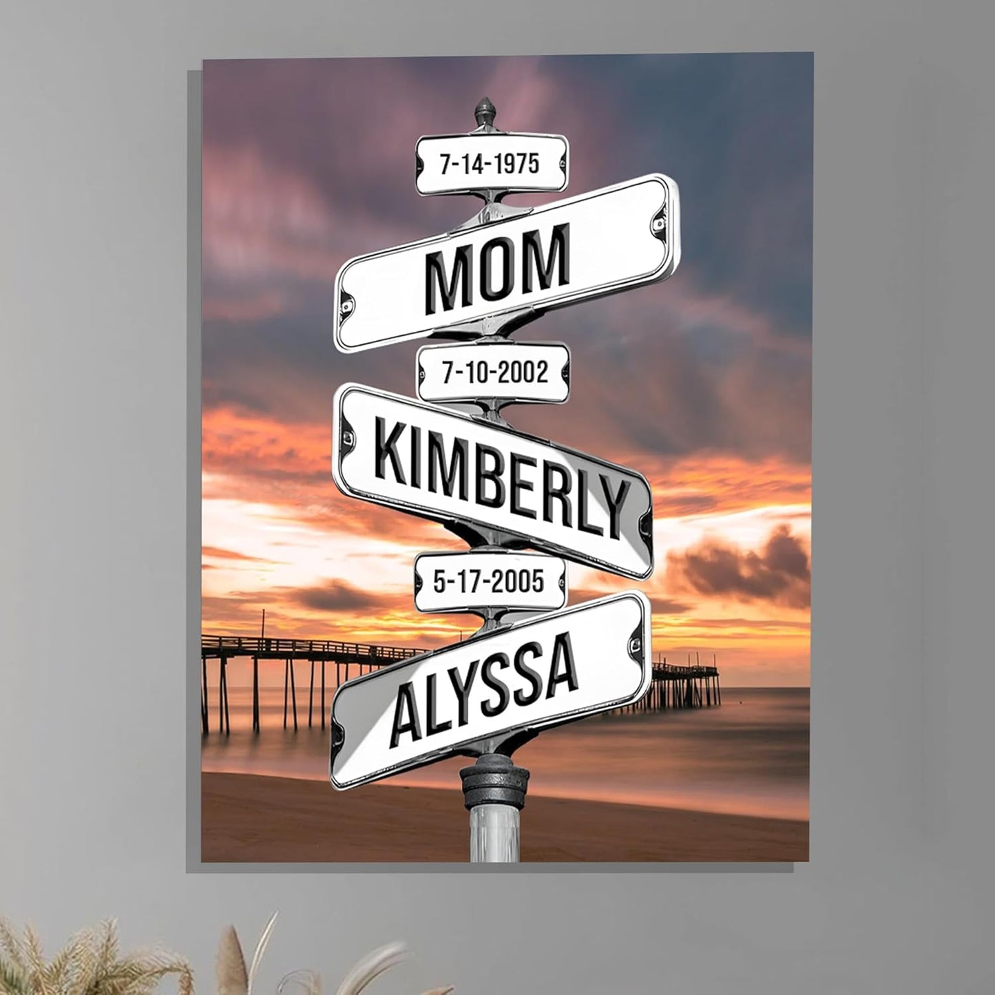 Personalized Gifts for Mom Family Names Street Custom Multi-Name Date of Birth Vintage Street Sign Happy Mothers Day Canvas Wall Art Best Christmas Gifts for Mommy from Daughter Son Children Kids #22