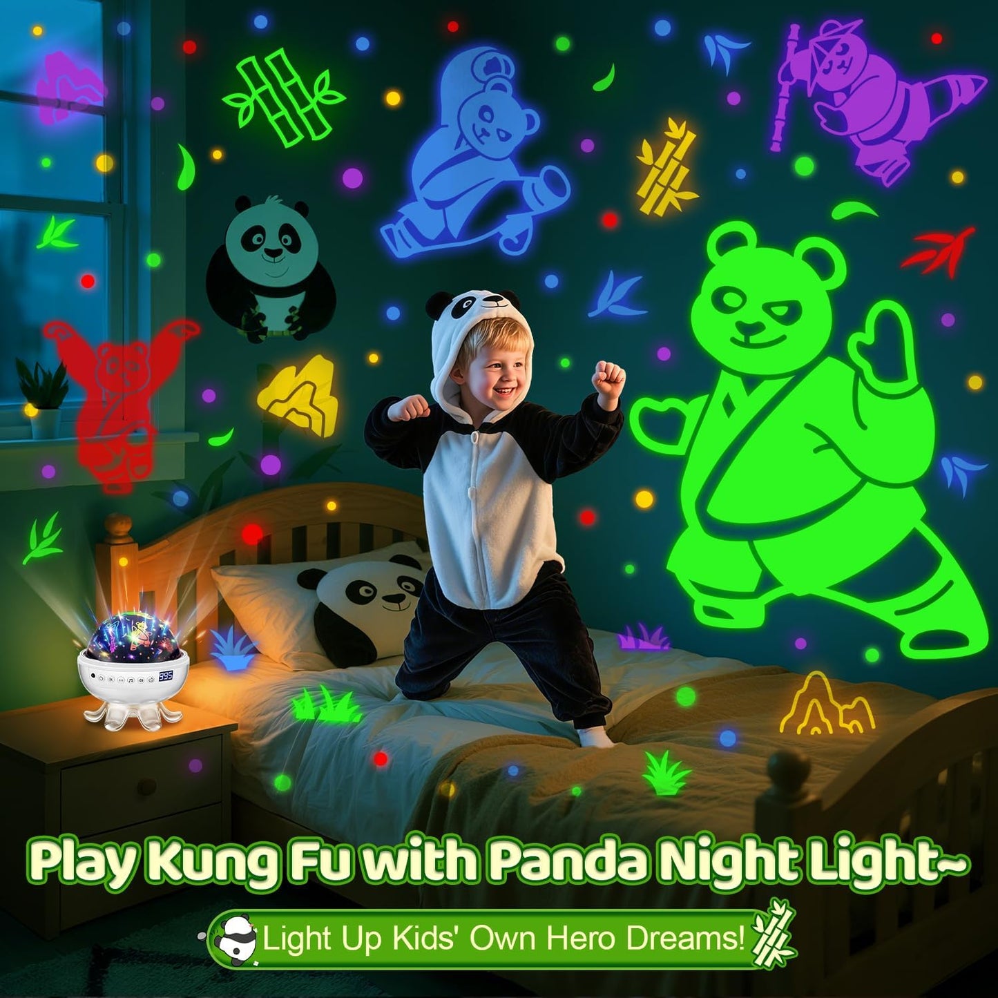 Panda Gifts,【3 Films+ 30 Sounds】Panda Night Light,【93 Effects+ Remote】Toddler Boys Toys for Boys 3-5, [3 Brightness 5-995 min Timer] Girls Toys Age 6-8, Kids Gifts for Kids Toys for Ages 5-7