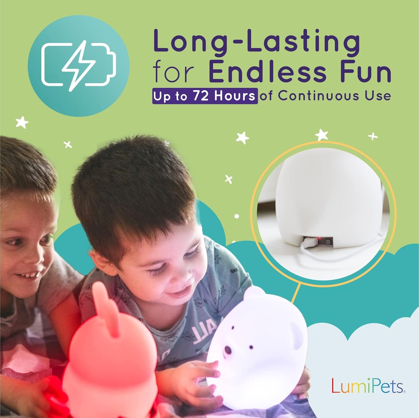 Lumipets Remote Control Silicone Night Light for Kids - Cat Design with 9 Soft Colors & Sleep Timer - Rechargeable, Battery-Operated Lamp for Bedroom | Baby Nursery, Toddler, Girls, Boys