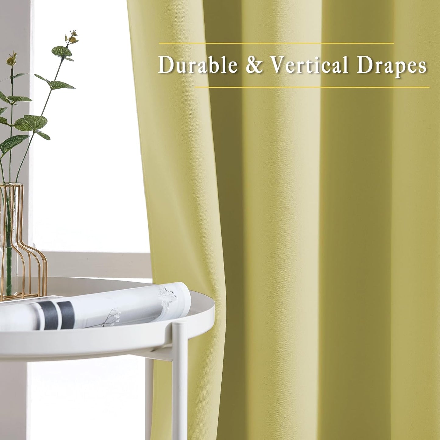 NICETOWN Room Darkening Curtain Panels 72 - Window Treatment Energy Saving Thermal Insulated Solid Grommet Room Darkening Drapes for Living Room (Paler Yellow, 1 Pair, 66 by 72-Inch)
