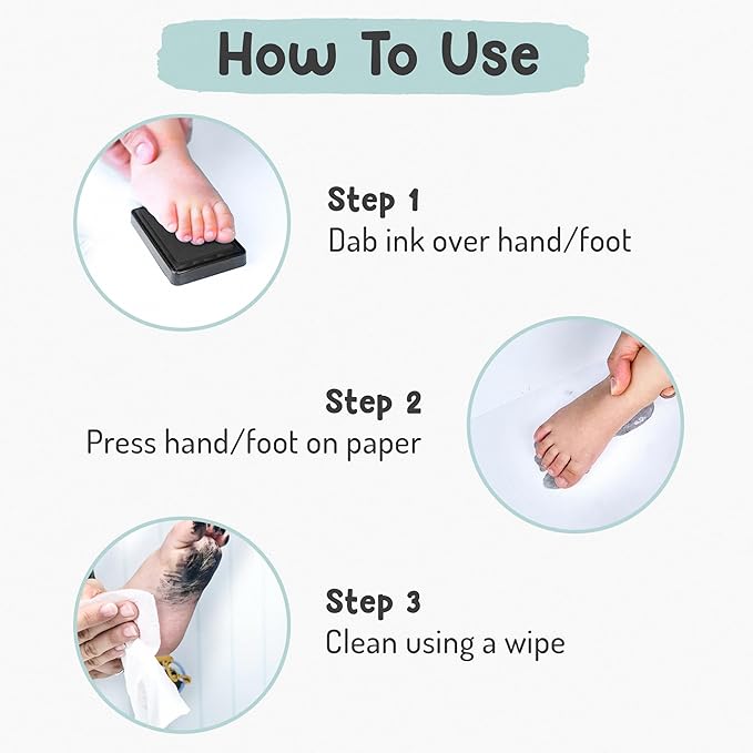 Baby Hand and Footprint Kit by Forever Fun Times | Get Hundreds of Detailed Prints with One Baby Safe Ink Pad | Easy to Clean, and Works with Any Paper or Card | Clean and Safe (Blue, Small)